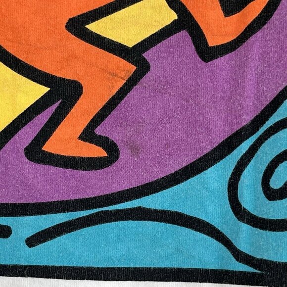 Keith Haring Wind Surf Womens Crop Top Tie-Dye T Shirt XL Repro Pop Art Grafitti - Picture 7 of 8